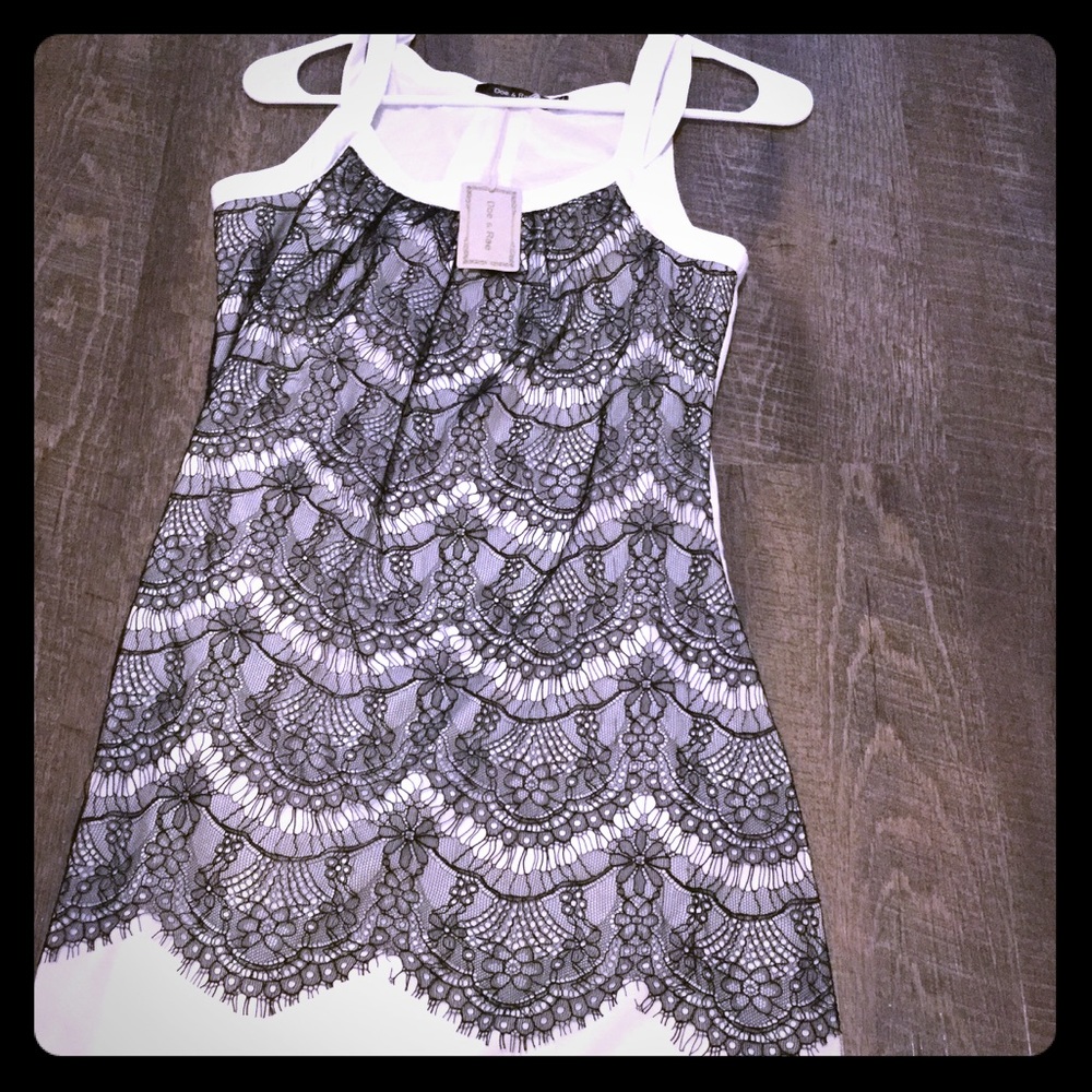 White and black lace dress